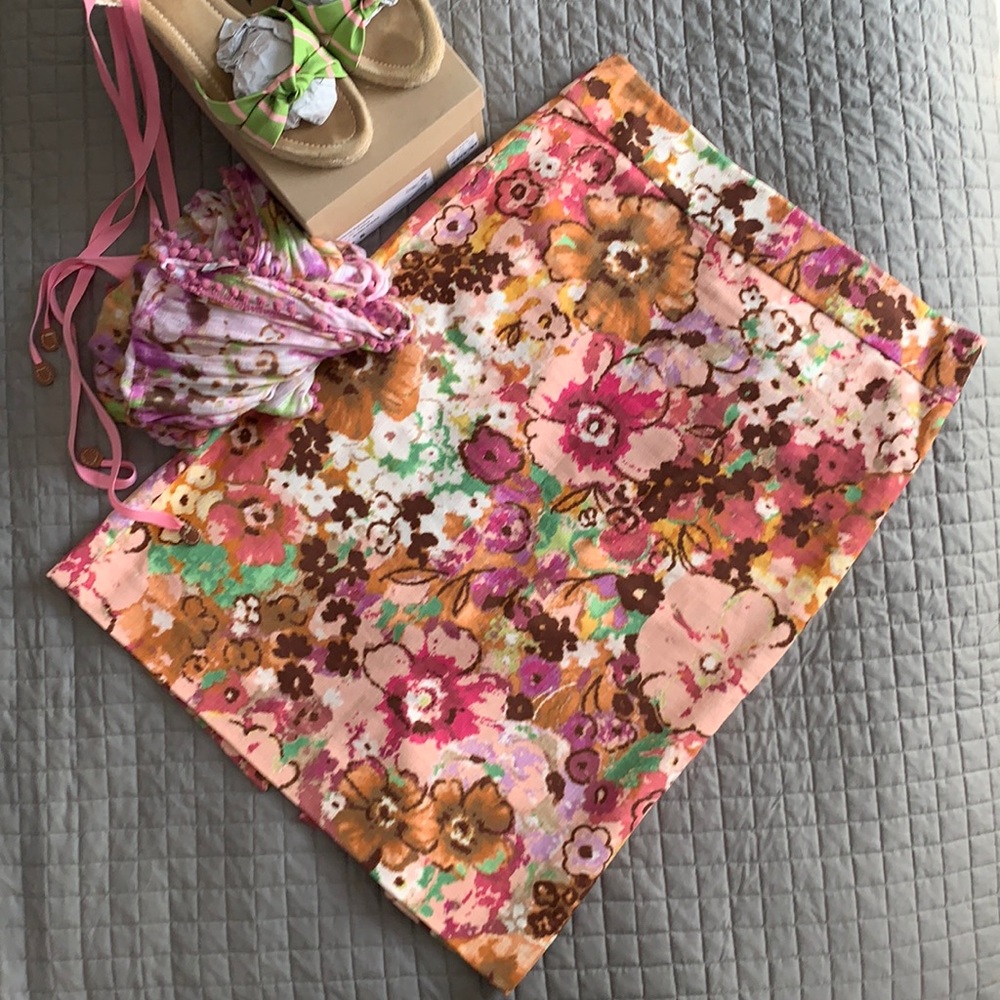 J. Crew floral barkcloth pencil skirt